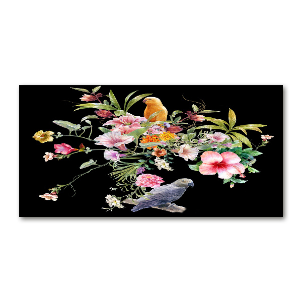 Acrylic print Flowers and birds