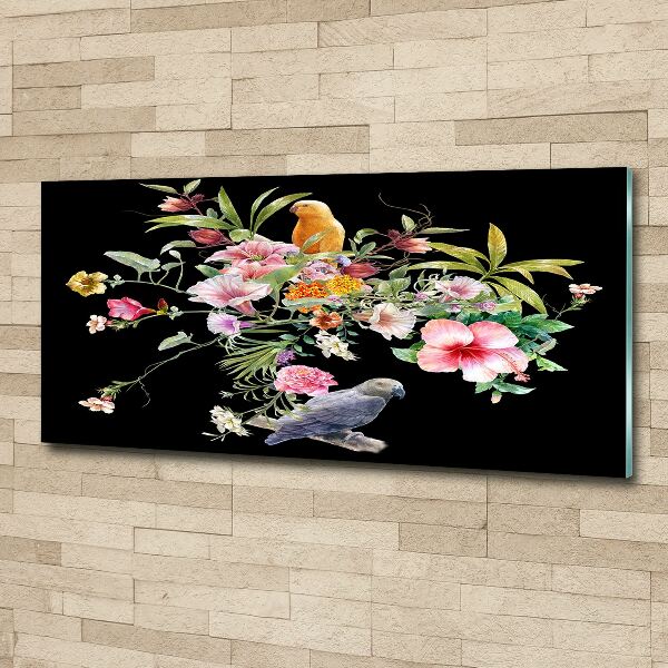 Acrylic print Flowers and birds