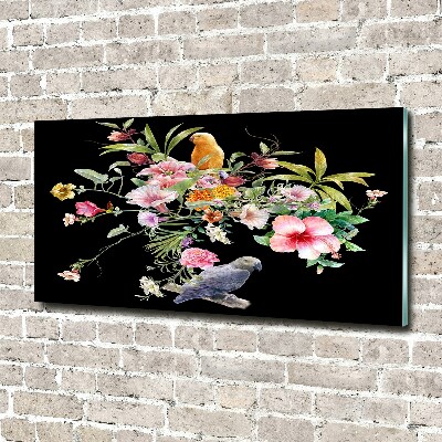 Acrylic print Flowers and birds