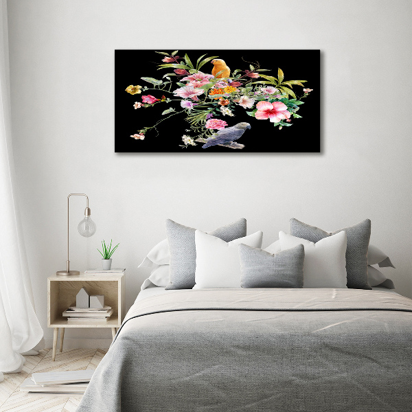 Acrylic print Flowers and birds