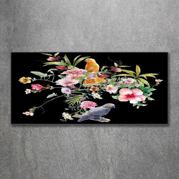 Acrylic print Flowers and birds