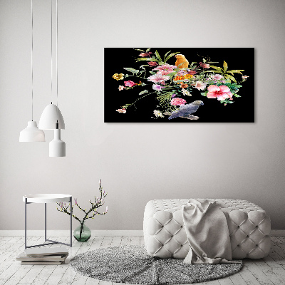 Acrylic print Flowers and birds