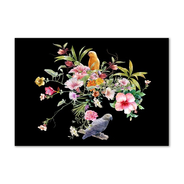 Acrylic print Flowers and birds