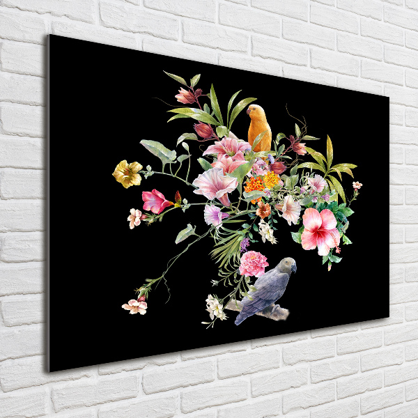 Acrylic print Flowers and birds