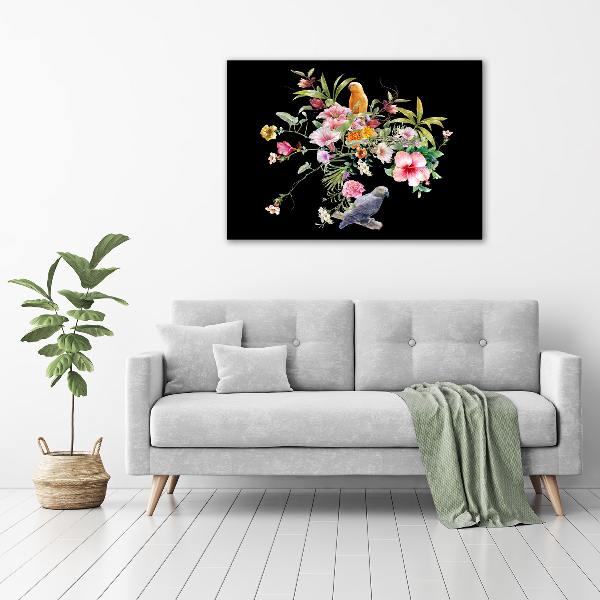 Acrylic print Flowers and birds