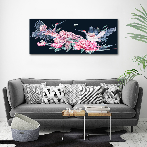 Acrylic wall art Cranes and peonies