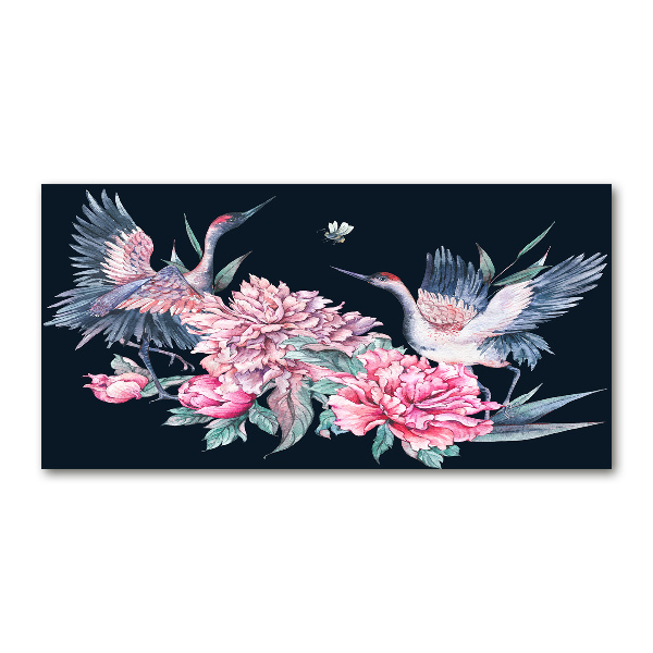 Acrylic wall art Cranes and peonies