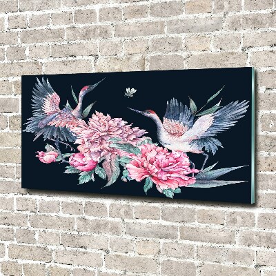 Acrylic wall art Cranes and peonies