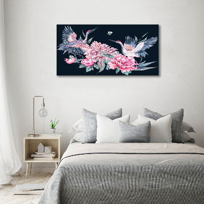 Acrylic wall art Cranes and peonies