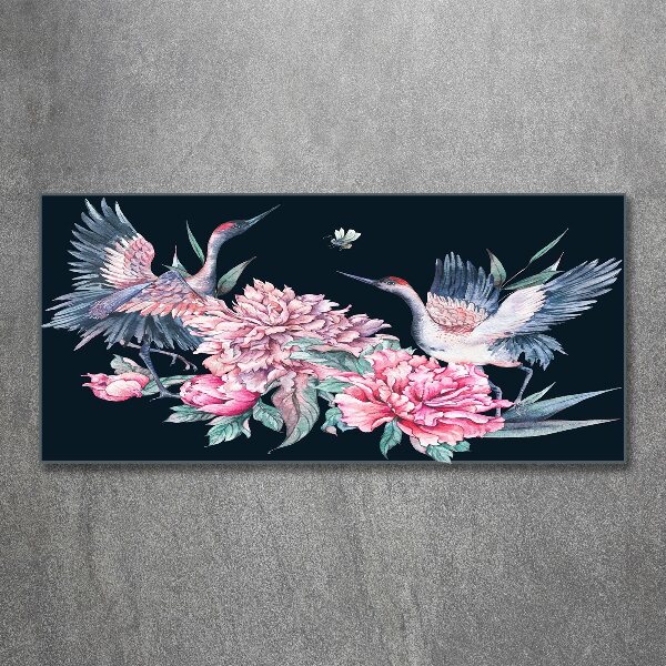 Acrylic wall art Cranes and peonies