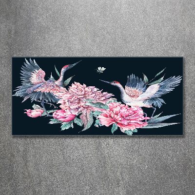 Acrylic wall art Cranes and peonies