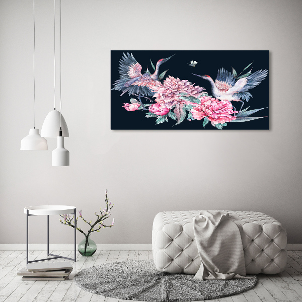 Acrylic wall art Cranes and peonies