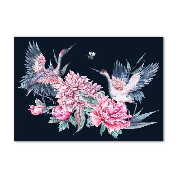 Acrylic wall art Cranes and peonies