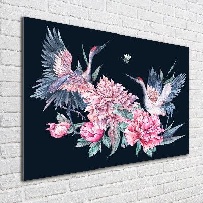 Acrylic wall art Cranes and peonies