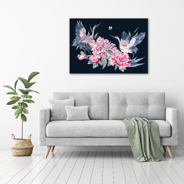 Acrylic wall art Cranes and peonies