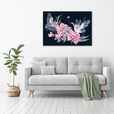 Acrylic wall art Cranes and peonies