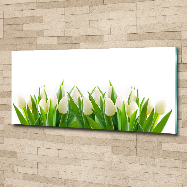 Wall art acrylic White tulips