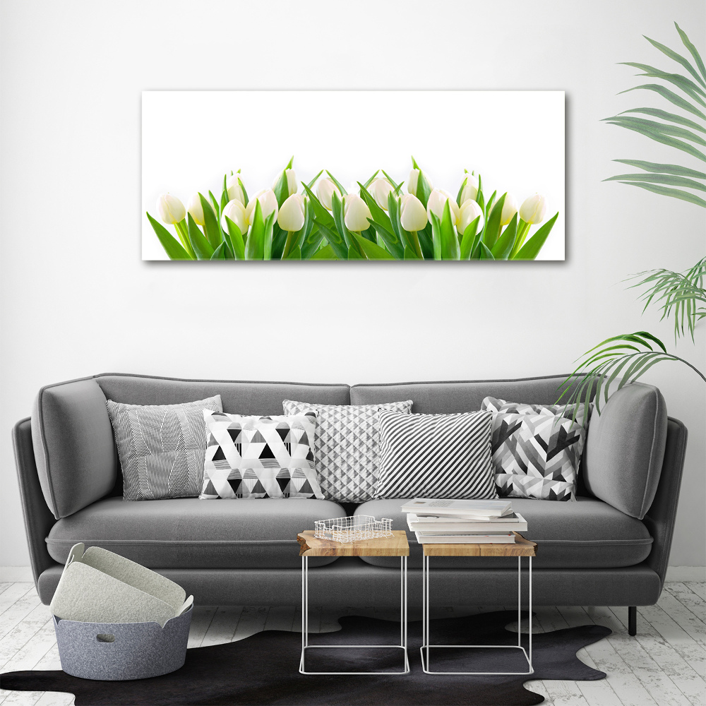 Wall art acrylic White tulips