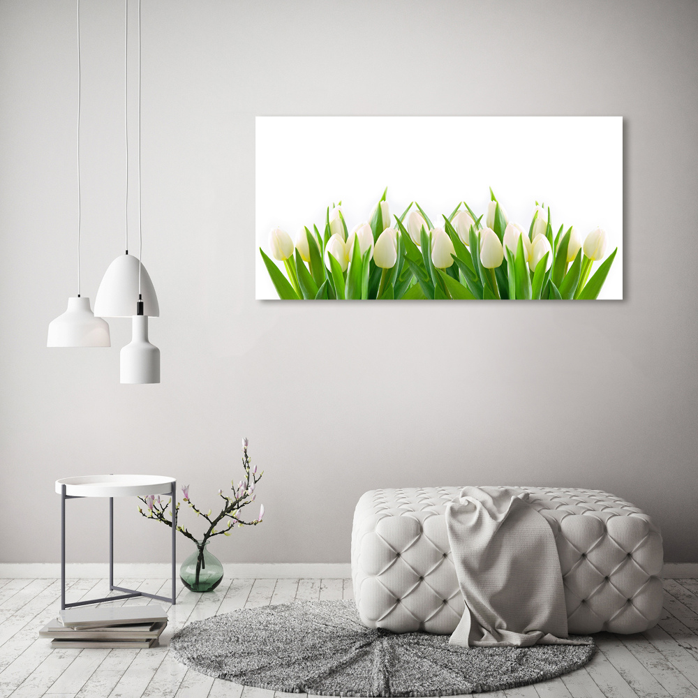 Wall art acrylic White tulips