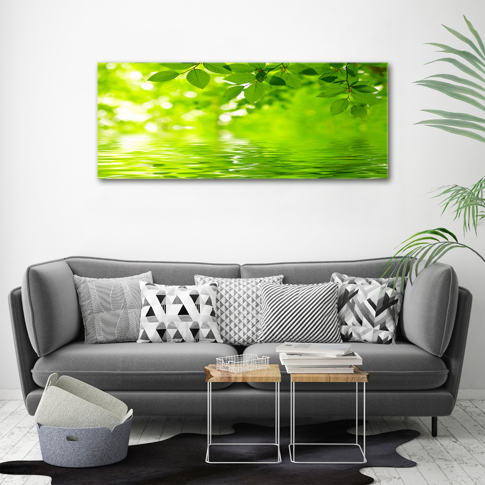 Wall art acrylic Green leaves