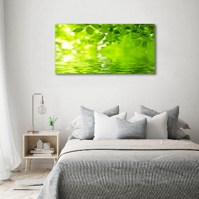 Wall art acrylic Green leaves