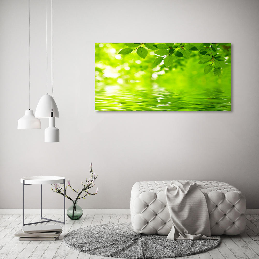 Wall art acrylic Green leaves