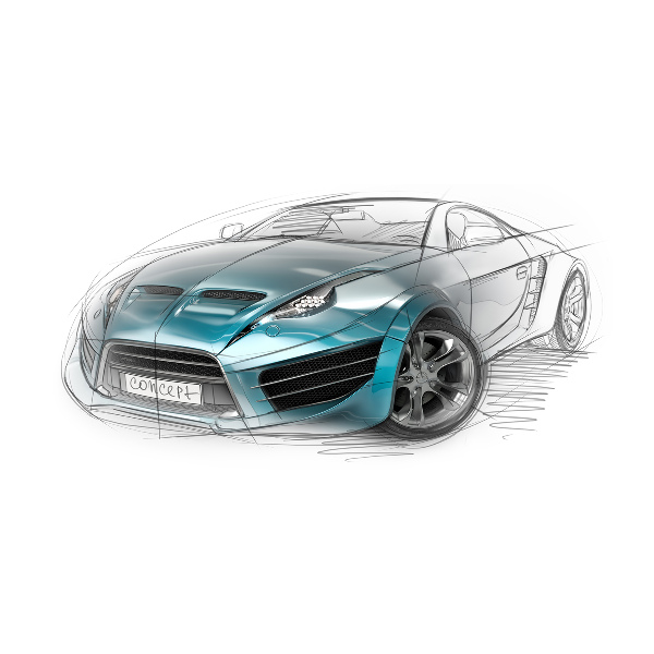 Acrylic wall art Sketch of the car