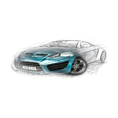 Acrylic wall art Sketch of the car