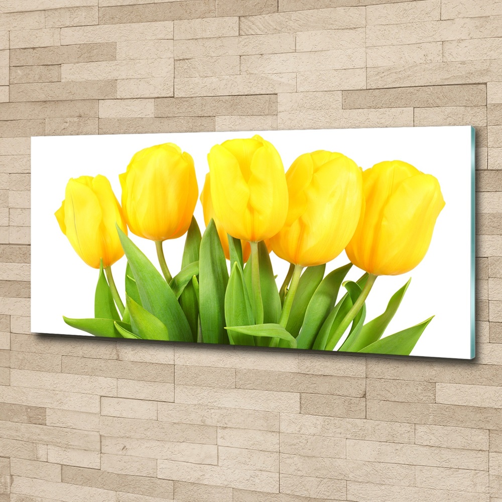 Wall art acrylic Yellow tulips