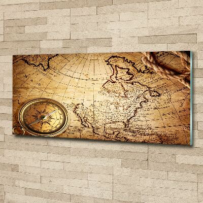 Acrylic wall art Compass on the map