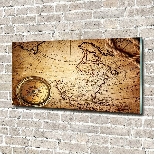 Acrylic wall art Compass on the map