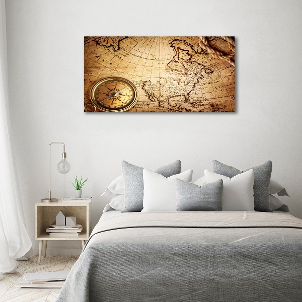 Acrylic wall art Compass on the map