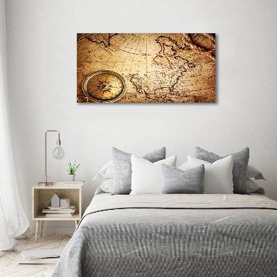 Acrylic wall art Compass on the map