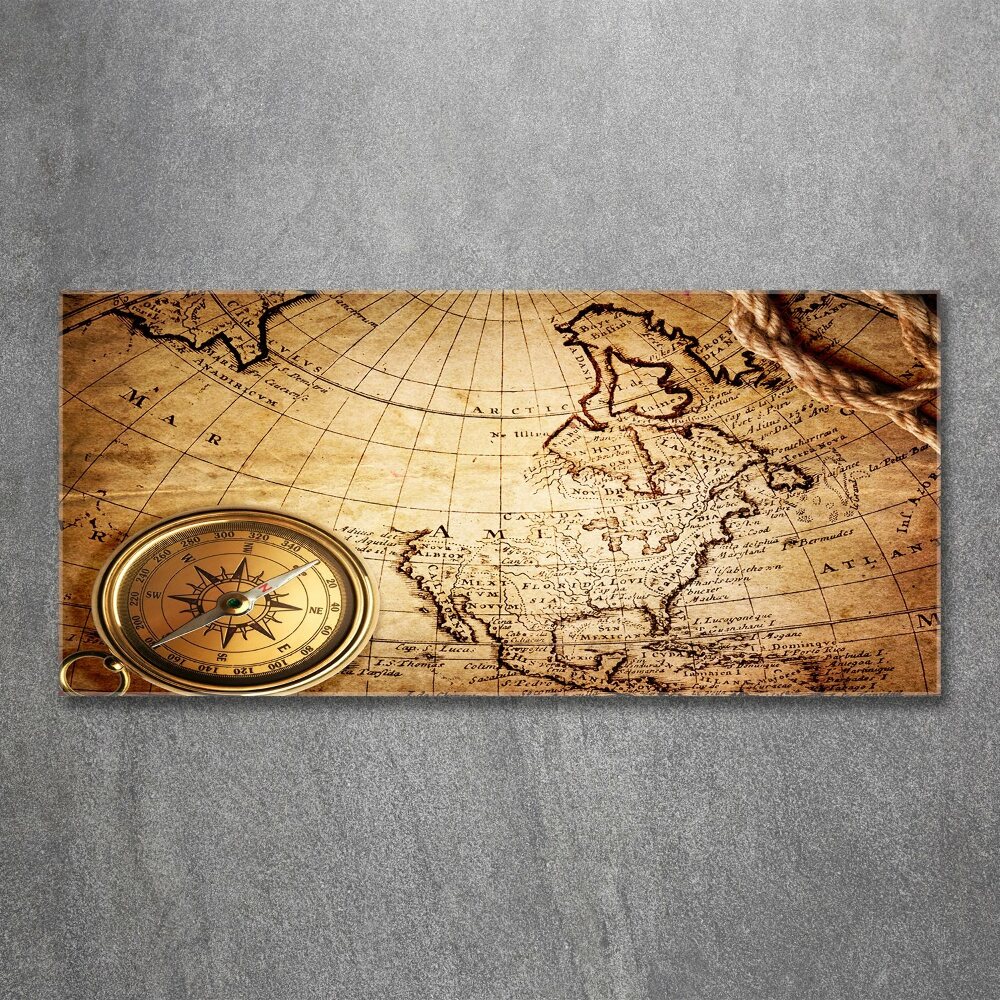 Acrylic wall art Compass on the map