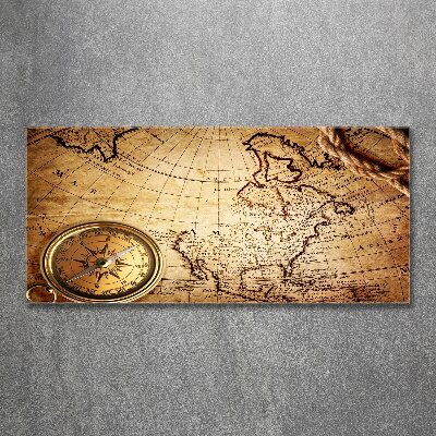 Acrylic wall art Compass on the map