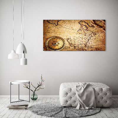 Acrylic wall art Compass on the map