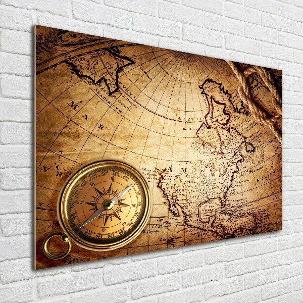 Acrylic wall art Compass on the map