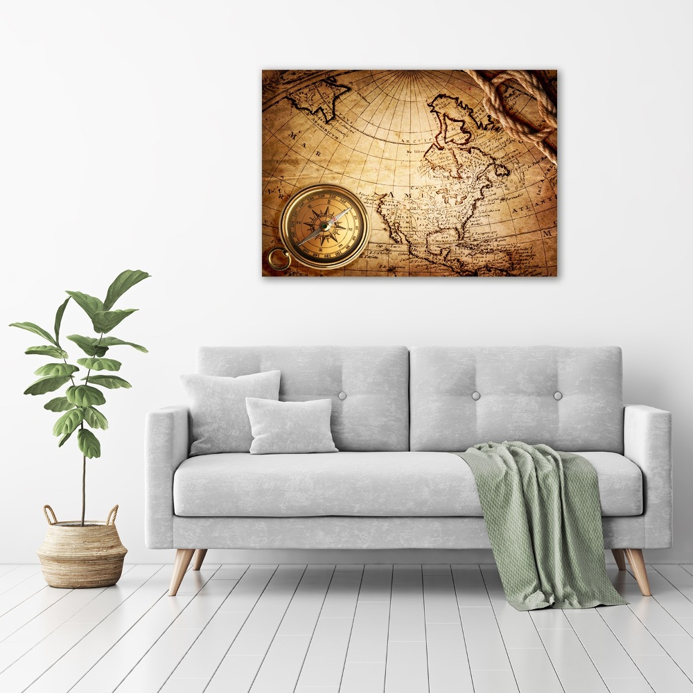 Acrylic wall art Compass on the map