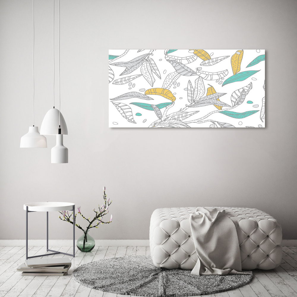 Glass acrylic wall art Colorful leaves