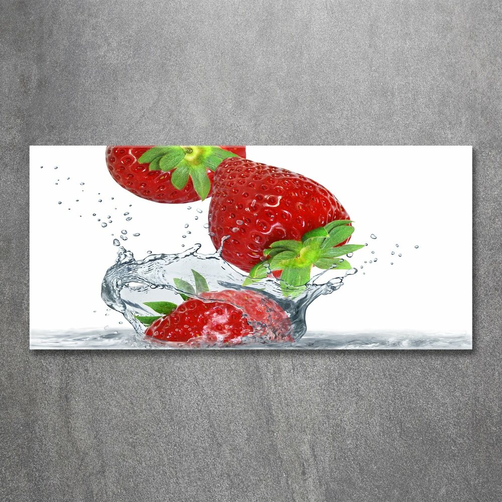 Acrylic print Strawberries and water