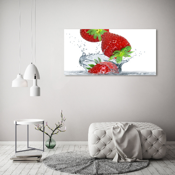 Acrylic print Strawberries and water