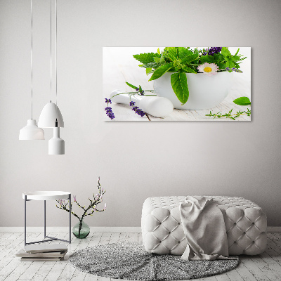 Glass acrylic wall art Mortar and herbs