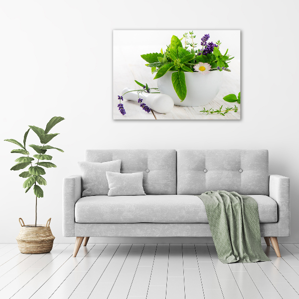 Glass acrylic wall art Mortar and herbs