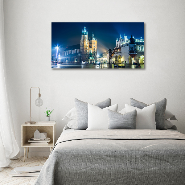 Glass acrylic wall art Krakow at night