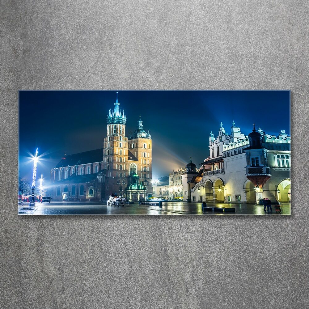 Glass acrylic wall art Krakow at night