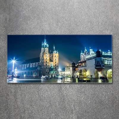 Glass acrylic wall art Krakow at night