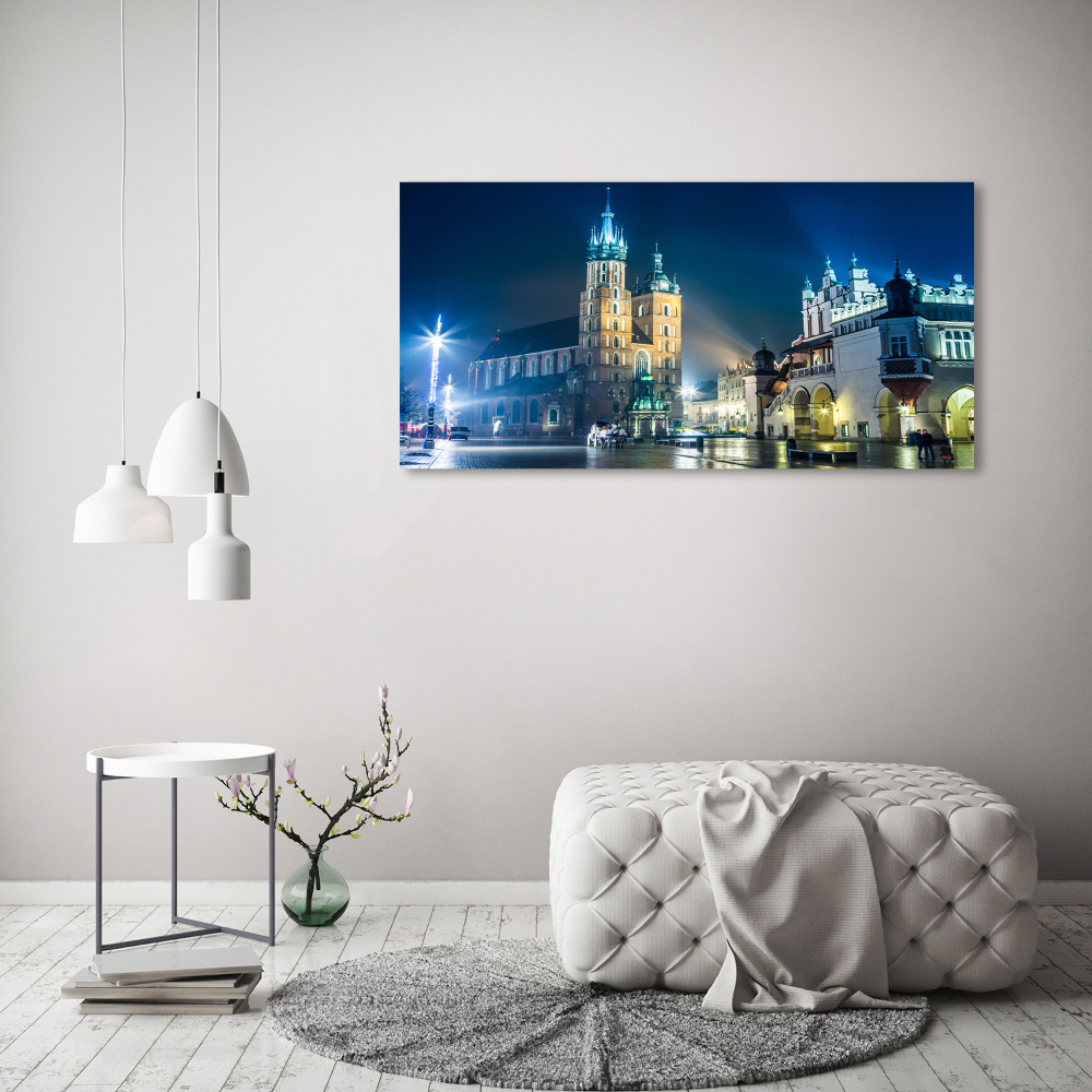 Glass acrylic wall art Krakow at night