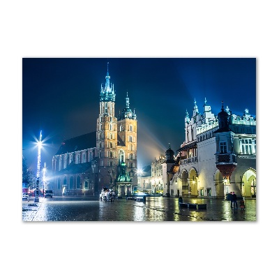 Glass acrylic wall art Krakow at night