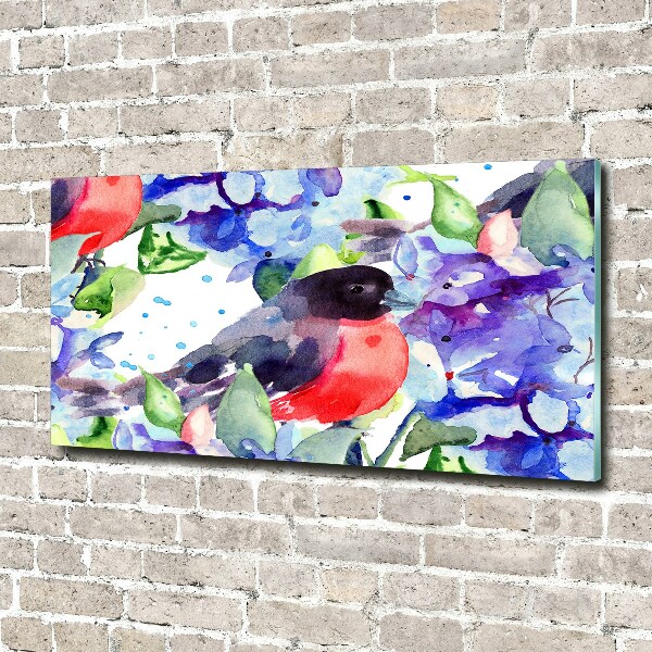 Acrylic print Bird and flowers