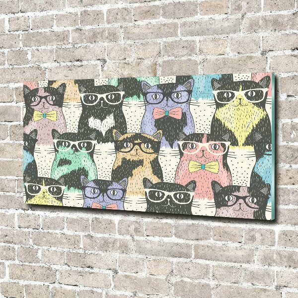 Glass acrylic wall art Cats with glasses